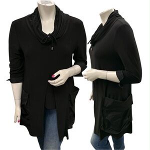Joseph Ribkoff Black Cowl Neck Tunic with Pockets Size Xl